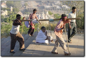 Pilgrim carried on a litter, Palitana