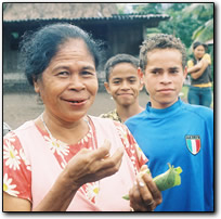 Chewing sirih-pinang (betel nut)