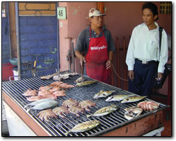 Freshly grilled seafood