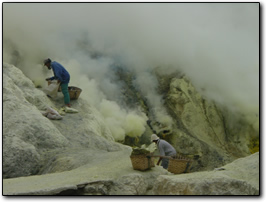 Sulfur miners, Kawah Ijen
