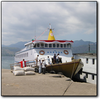 Ferry in the dock in Larantuka