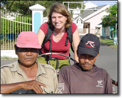 Anne drives the rickshaw for a change