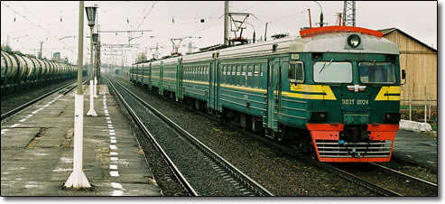 Russian Train enters the station