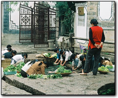 Washing vegetables in the old town of Lijiang