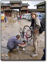 Bicycle repair, near Lijiang